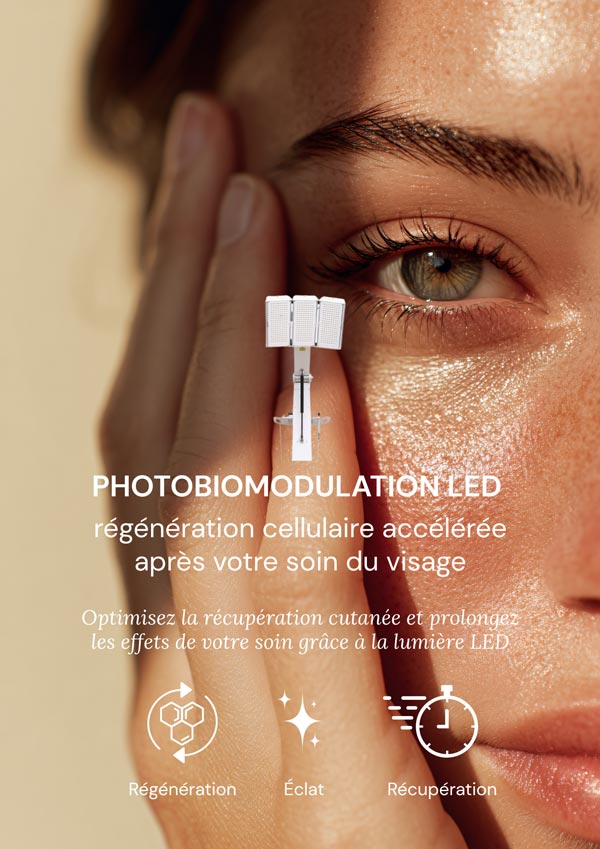 affiche promotion soins LED en complément des soins visages