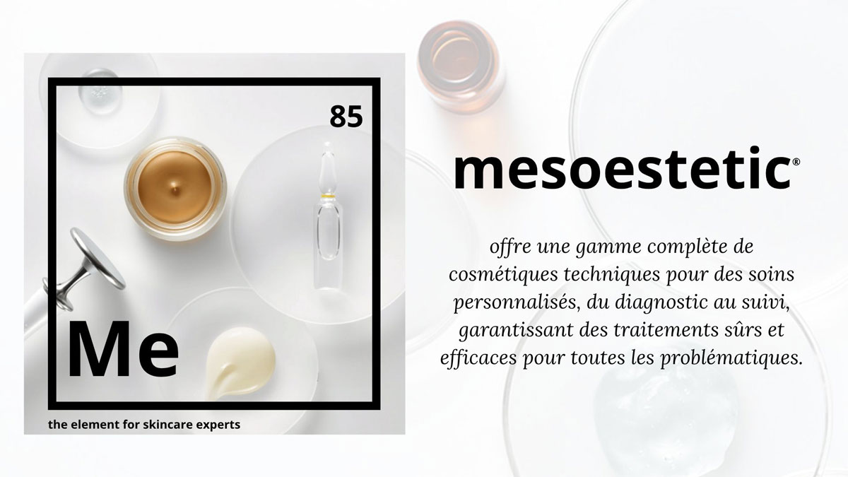 visuel de présentation de la marque cosmétique pour institut mesoestetic