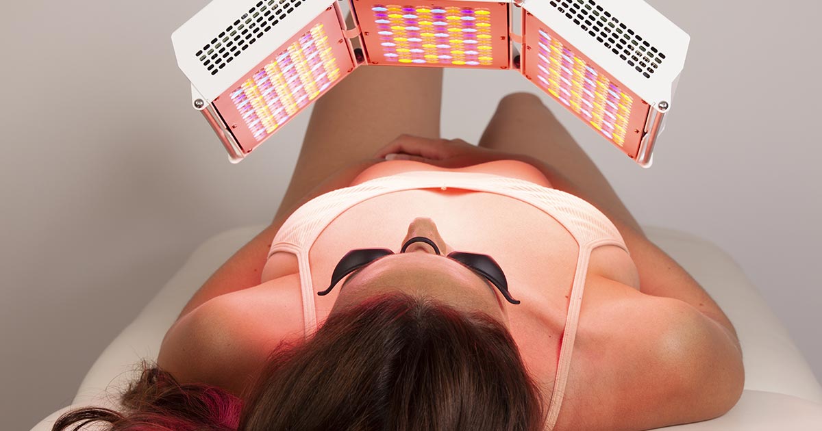 séance d'exposition à des lampes LED photobiomodulation
