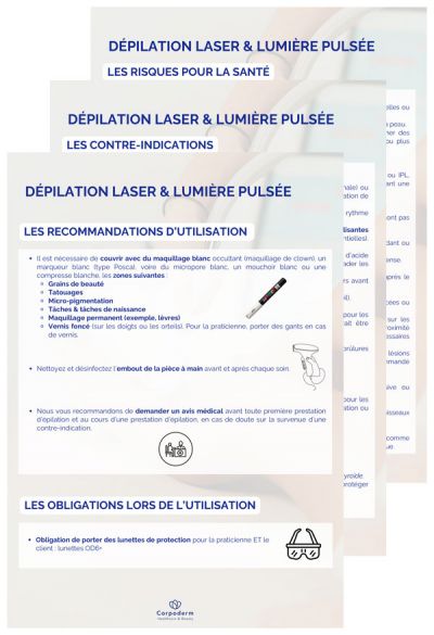 affiche obligatoire épilation laser et IPL fournies par Corpoderm