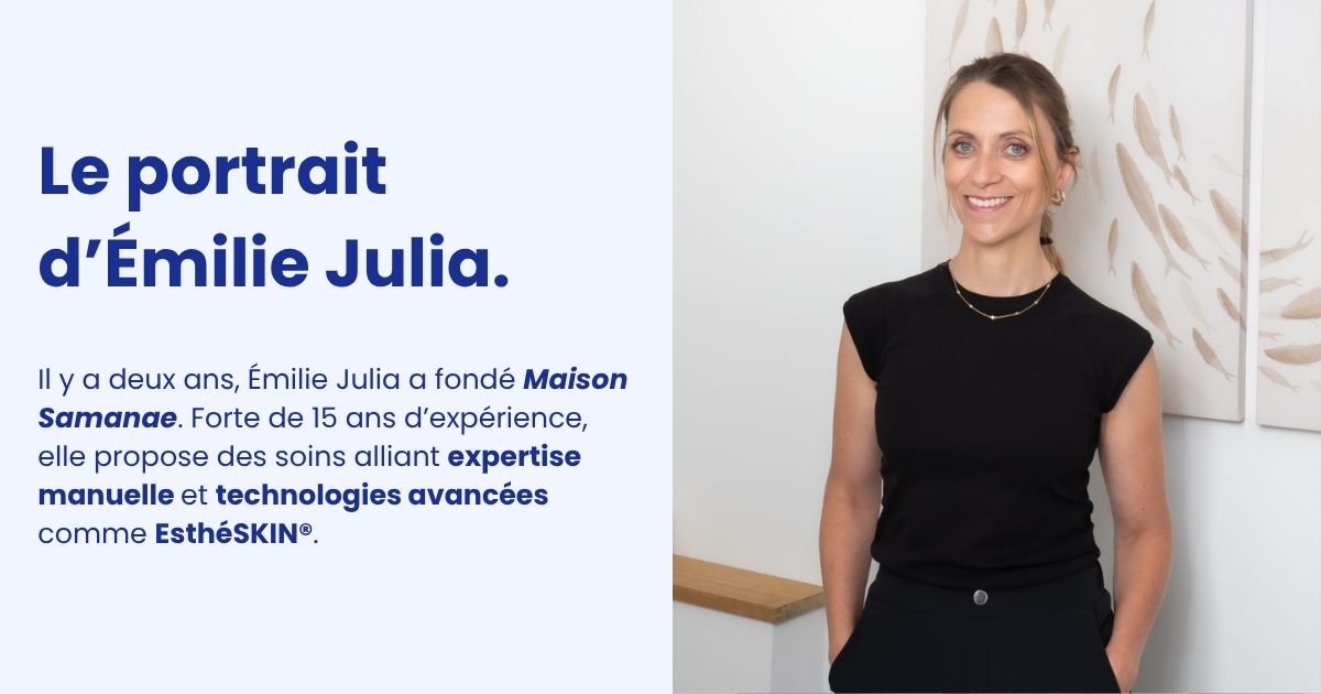 vignette portait de la gérante d'institut Emilie Julia par Corpoderm